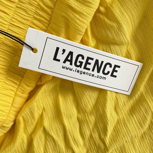 L’Agence Nikita Wide Leg Pants Crepe Plisse Light Maize Rayon Size Large NWT - Picture 12 of 14